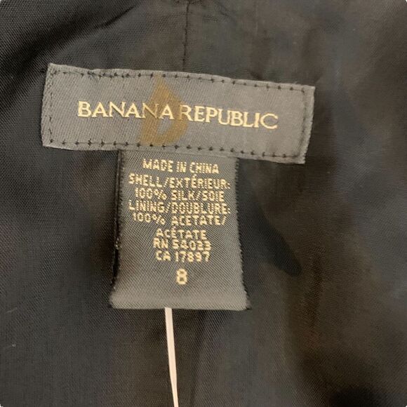 Banana Republic Black Silk Dress V-Neck Empire Waist Cocktail Dress Size 8 - Picture 4 of 11